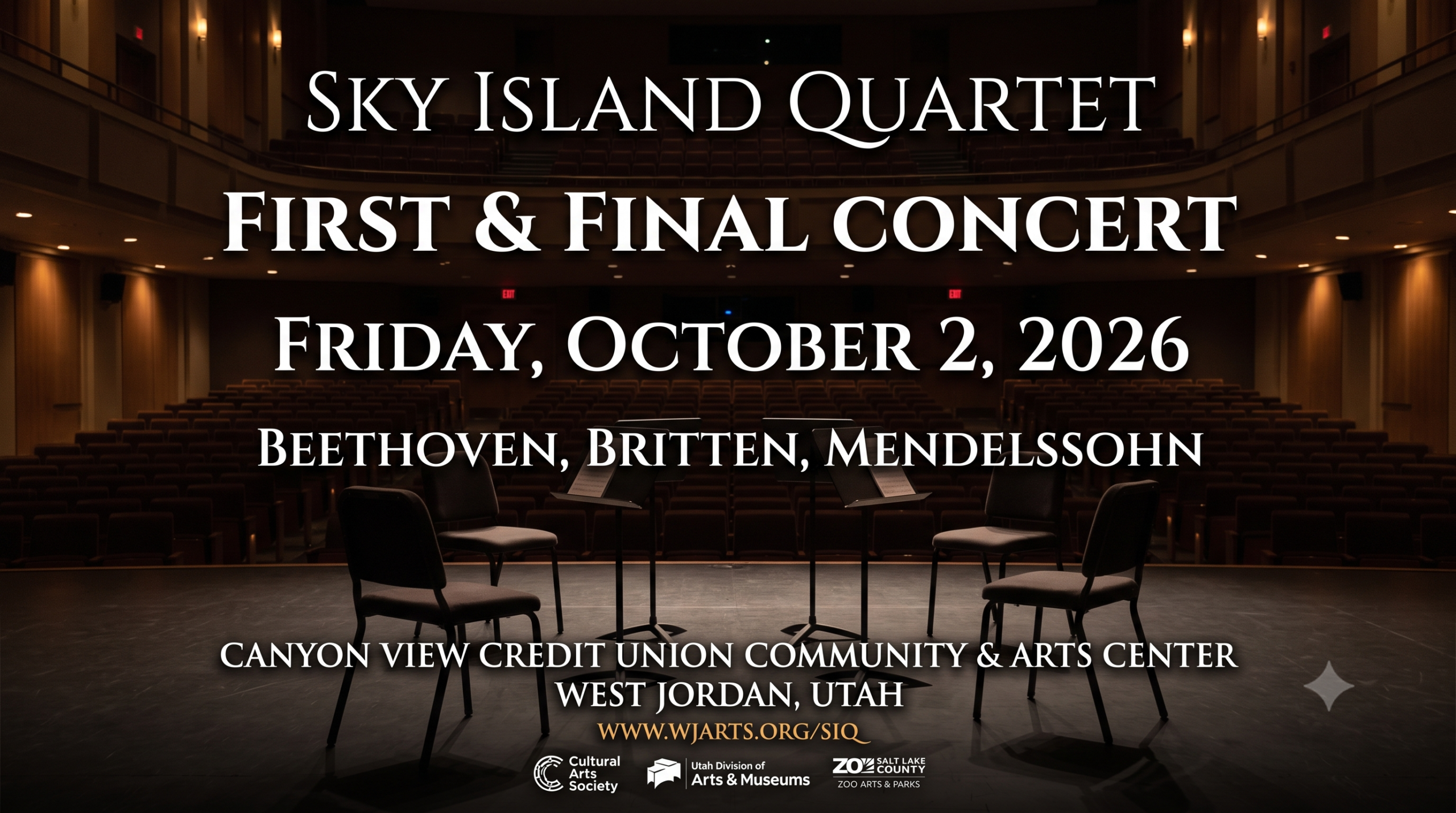 Sky Island Quartet First and Final concert banner for the October 2 performance in West Jordan