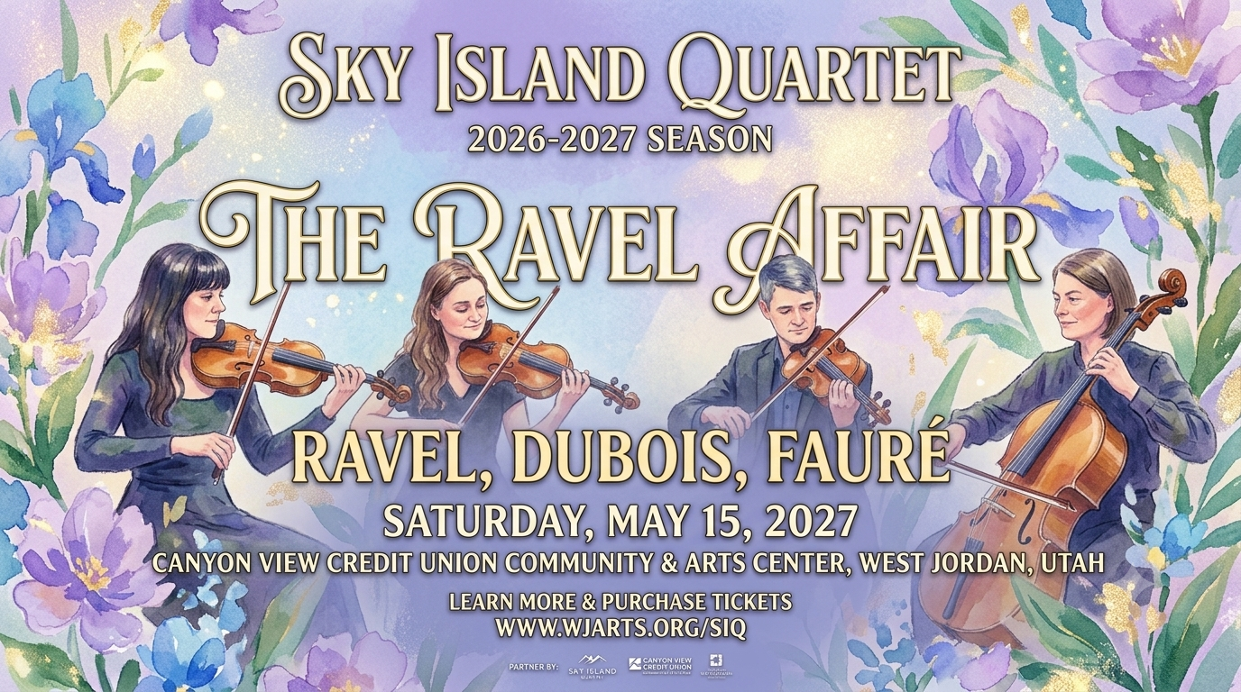 Sky Island Quartet Ravel concert banner for the May 15 performance in West Jordan