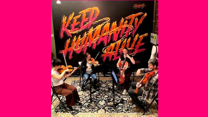 Sky Island Quartet performing live string music at Midvale Art House gallery