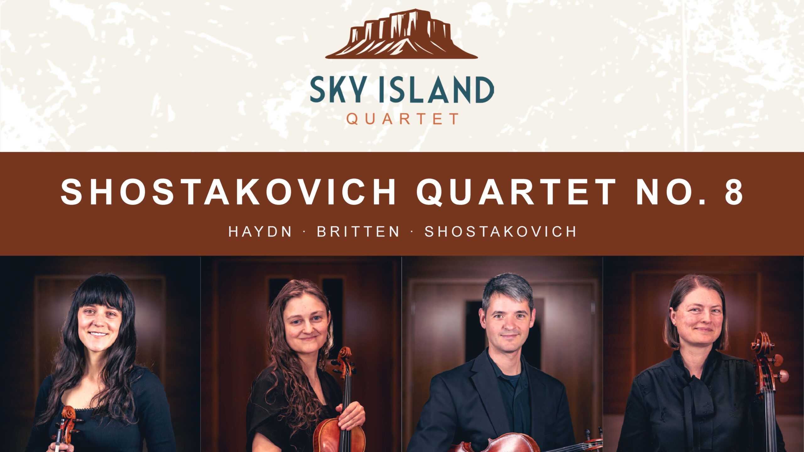 Sky Island Quartet Shostakovich concert banner for the February 6 performance in West Jordan