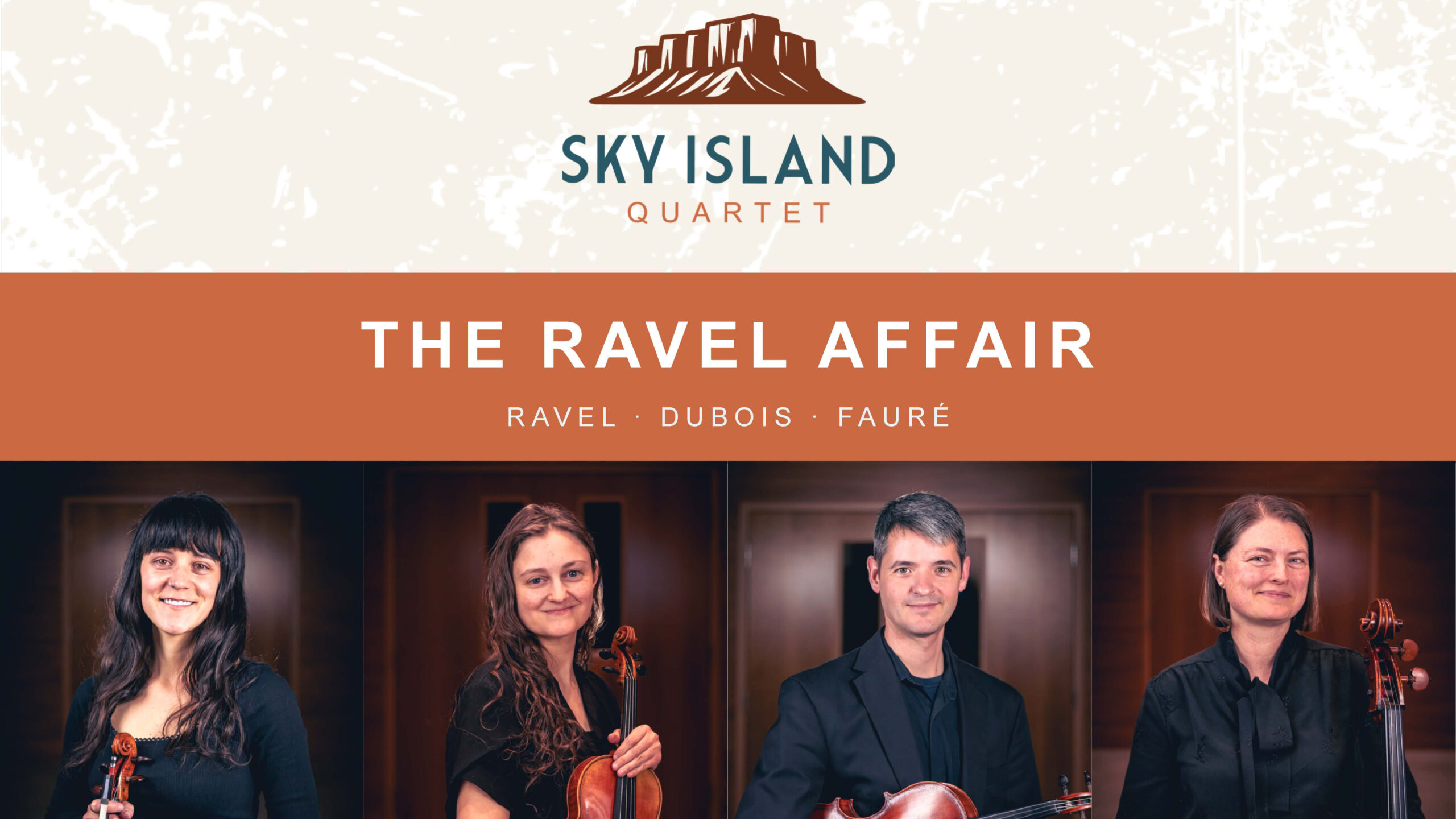 Sky Island Quartet Ravel concert banner for the May 15 performance in West Jordan